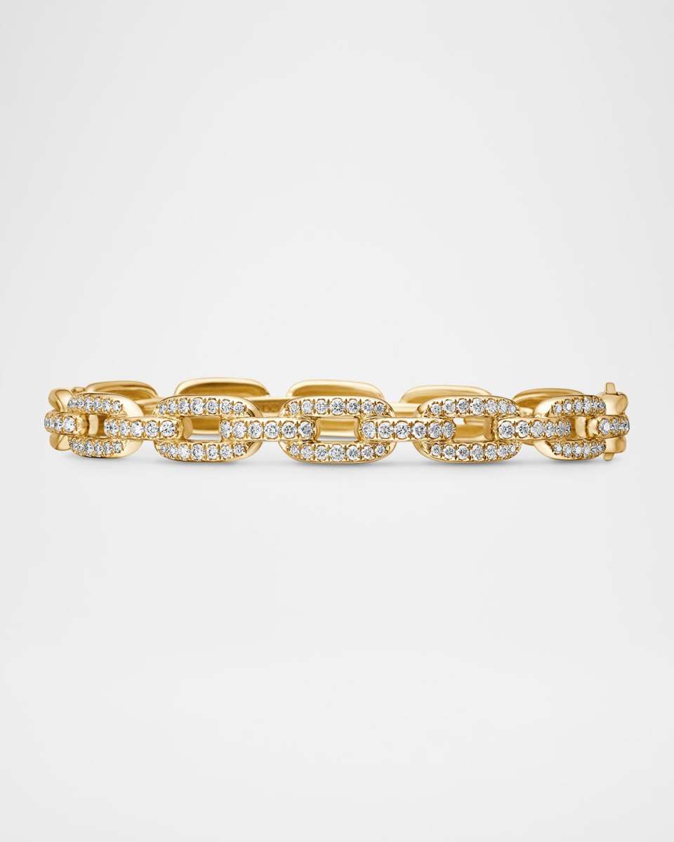 Stax Link Bracelet with Diamonds in 18K Gold, 7